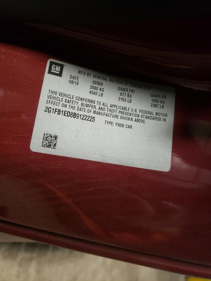 Photo 10 from auction – 2011 CHEVROLET CAMARO LT with VIN 2G1FB1ED8B9122225