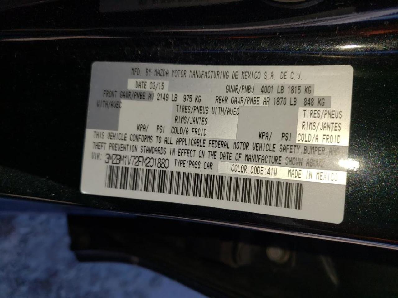 صورة رقم 10 من المزاد - 2015 MAZDA 3 TOURING مع VIN 3MZBM1V72FM201880