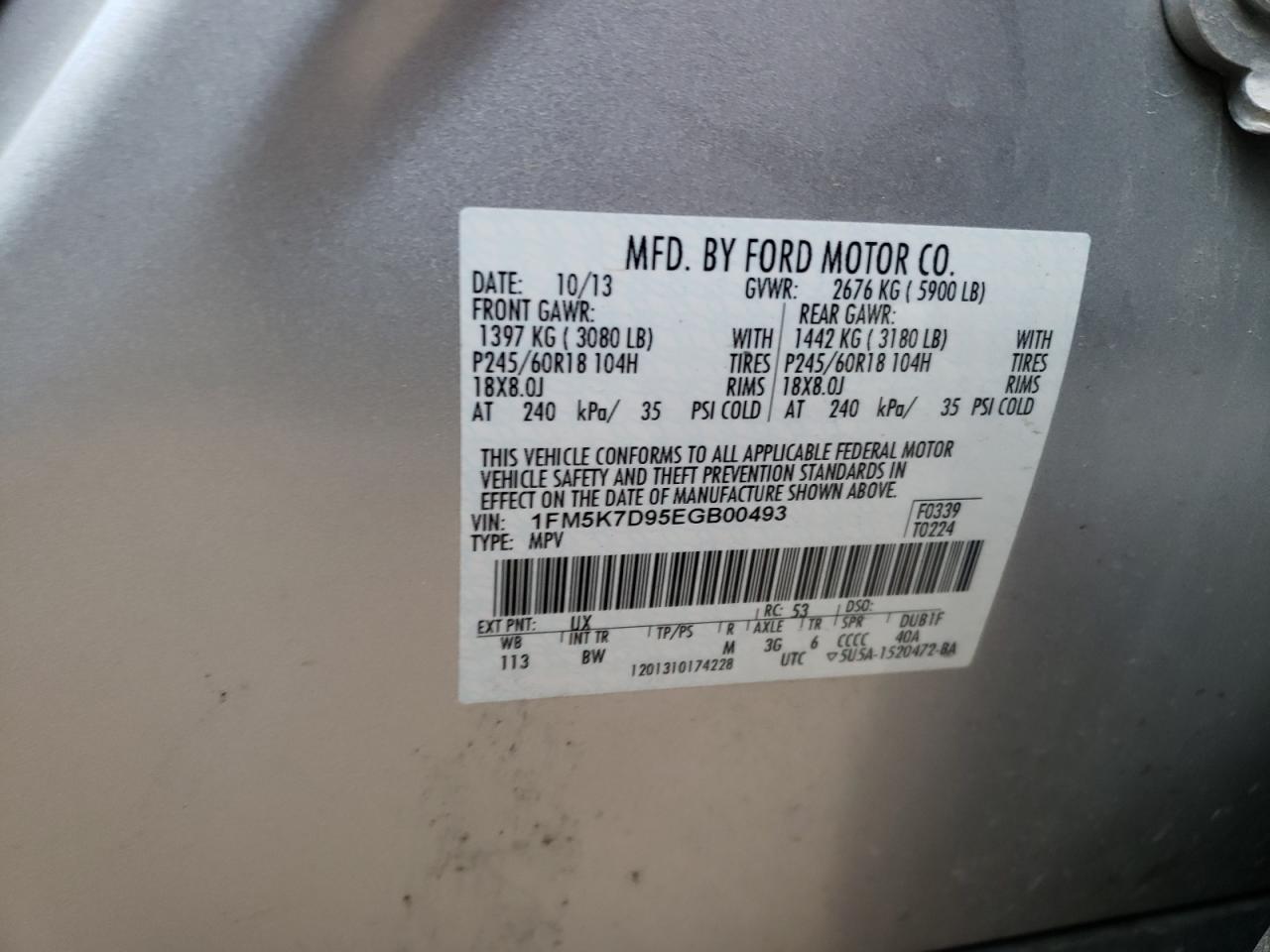 Photo 10 from auction – 2014 FORD EXPLORER X with VIN 1FM5K7D95EGB00493