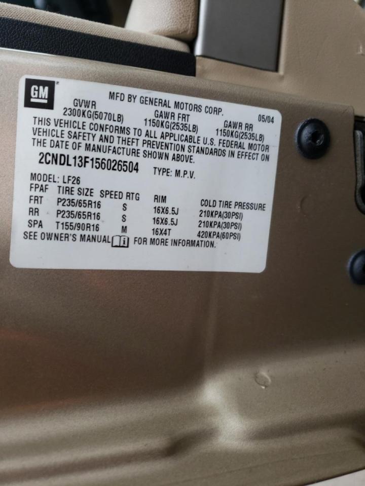 Photo 10 from auction – 2005 CHEVROLET EQUINOX LS with VIN 2CNDL13F156026504