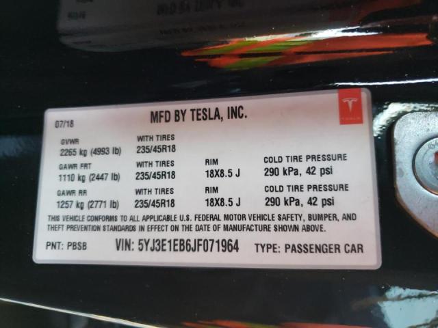 Photo 10 from auction – 2018 TESLA MODEL 3 with VIN 5YJ3E1EB6JF071964