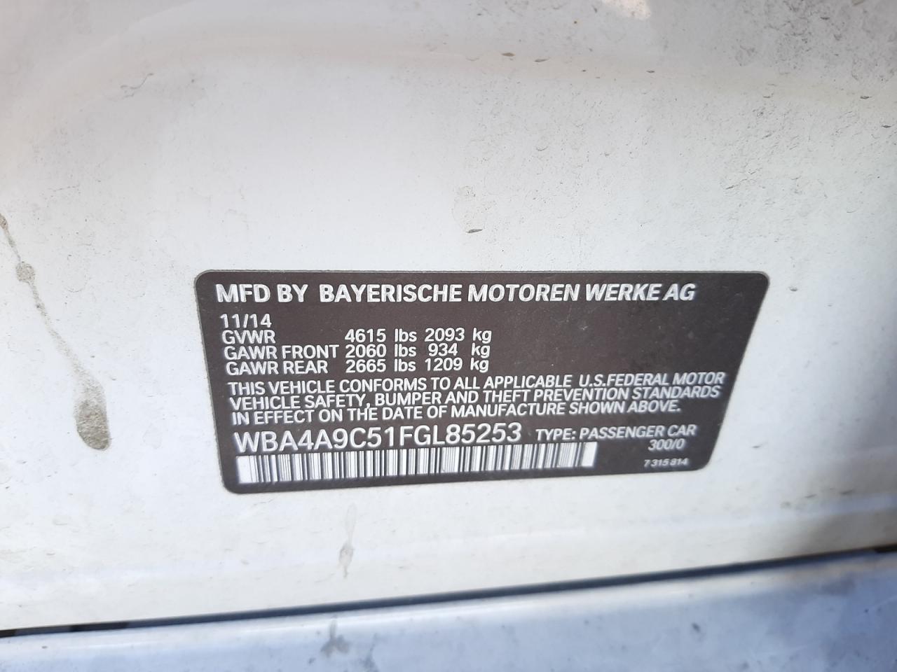 Photo 10 from auction – 2015 BMW 428 I GRAN with VIN WBA4A9C51FGL85253