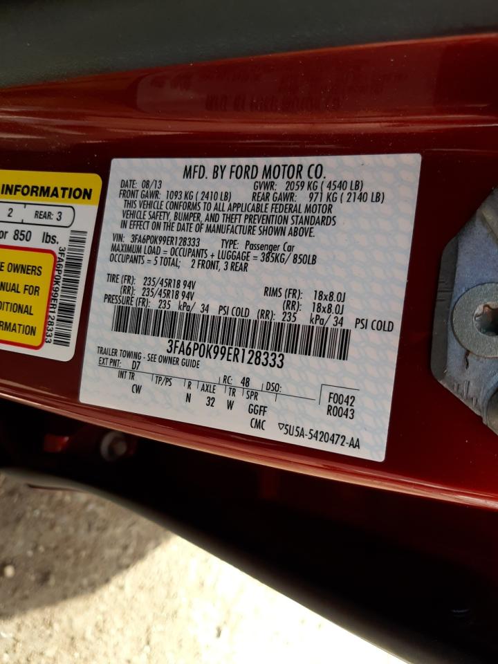 Photo 10 from auction – 2014 FORD FUSION TIT with VIN 3FA6P0K99ER128333