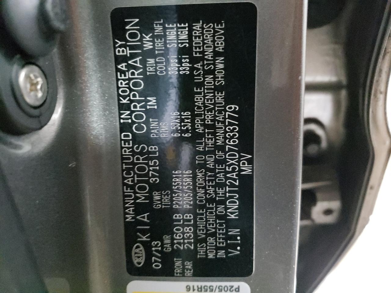 Photo 10 from auction – 2013 KIA SOUL with VIN KNDJT2A5XD7633779