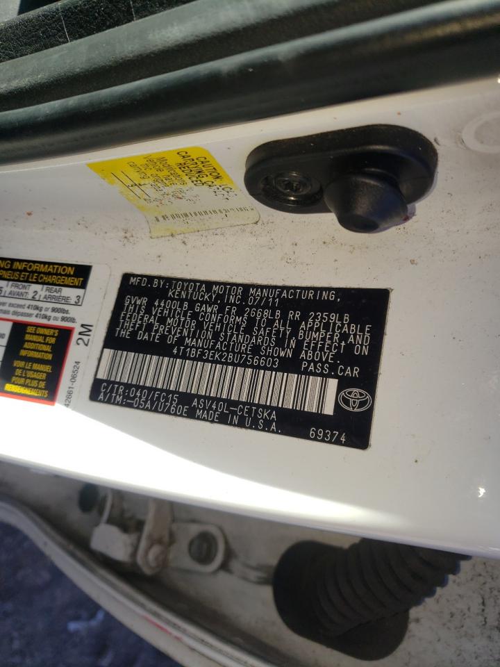 Photo 10 from auction – 2011 TOYOTA CAMRY BASE with VIN 4T1BF3EK2BU756603