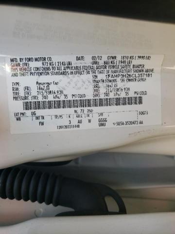 Photo 10 from auction – 2012 FORD FOCUS SEL with VIN 1FAHP3H26CL357181