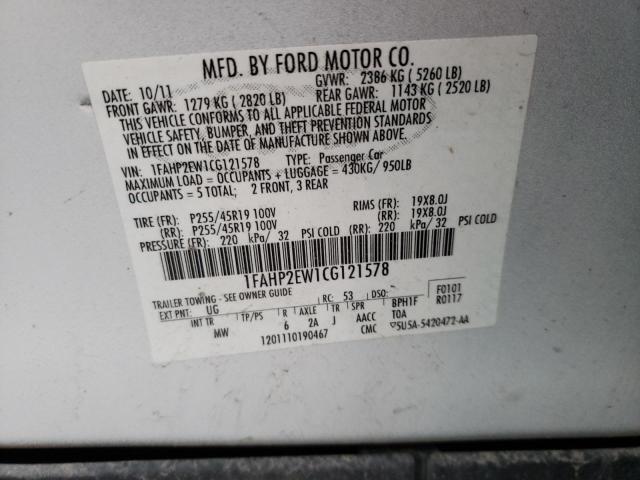 Photo 10 from auction – 2012 FORD TAURUS SEL with VIN 1FAHP2EW1CG121578