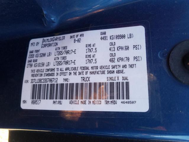 Photo 10 from auction – 2003 DODGE RAM 3500 S with VIN 3D7LU38C33G706712
