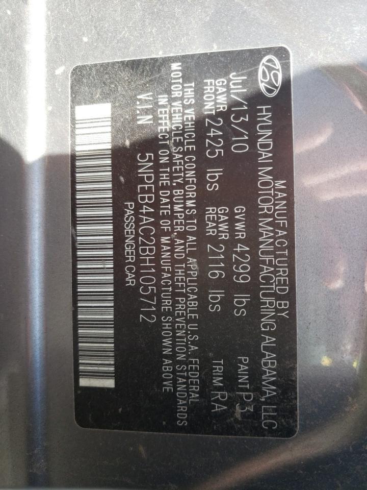 Photo 10 from auction – 2011 HYUNDAI SONATA GL with VIN 5NPEB4AC2BH105712