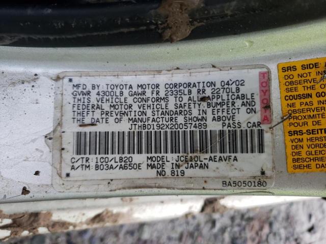 Photo 10 from auction – 2002 LEXUS IS 300 with VIN JTHBD192X20057489