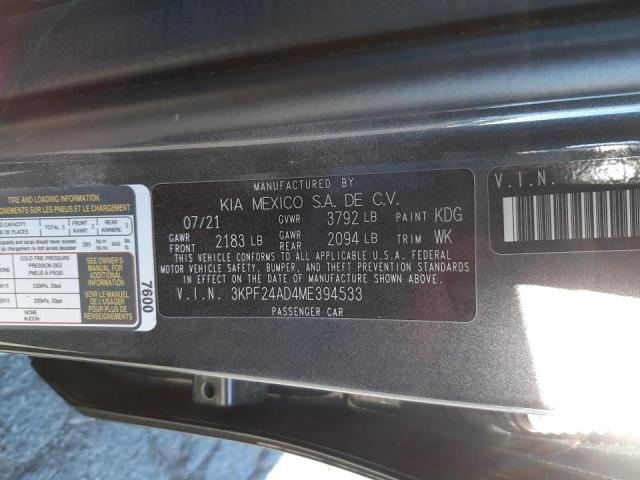 Photo 10 from auction – 2021 KIA FORTE FE with VIN 3KPF24AD4ME394533