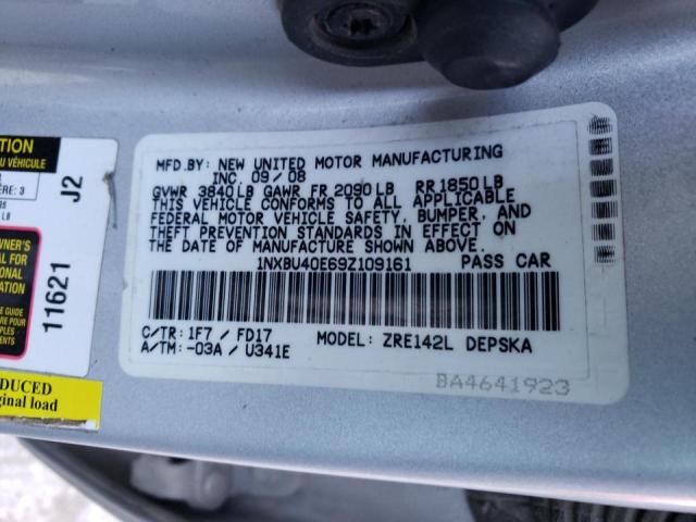 Photo 10 from auction – 2009 TOYOTA COROLLA BA with VIN 1NXBU40E69Z109161