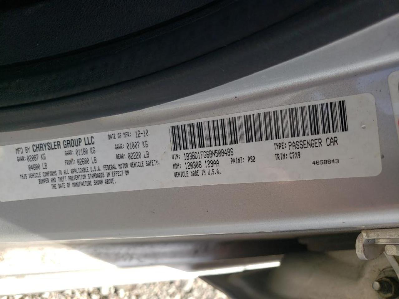 Photo 10 from auction – 2011 DODGE AVENGER MA with VIN 1B3BD1FG6BN508486