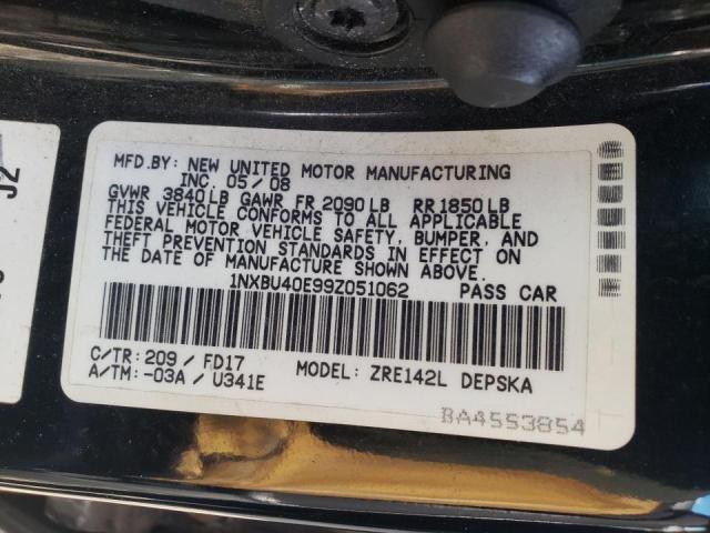 Photo 10 from auction – 2009 TOYOTA COROLLA BA with VIN 1NXBU40E99Z051062