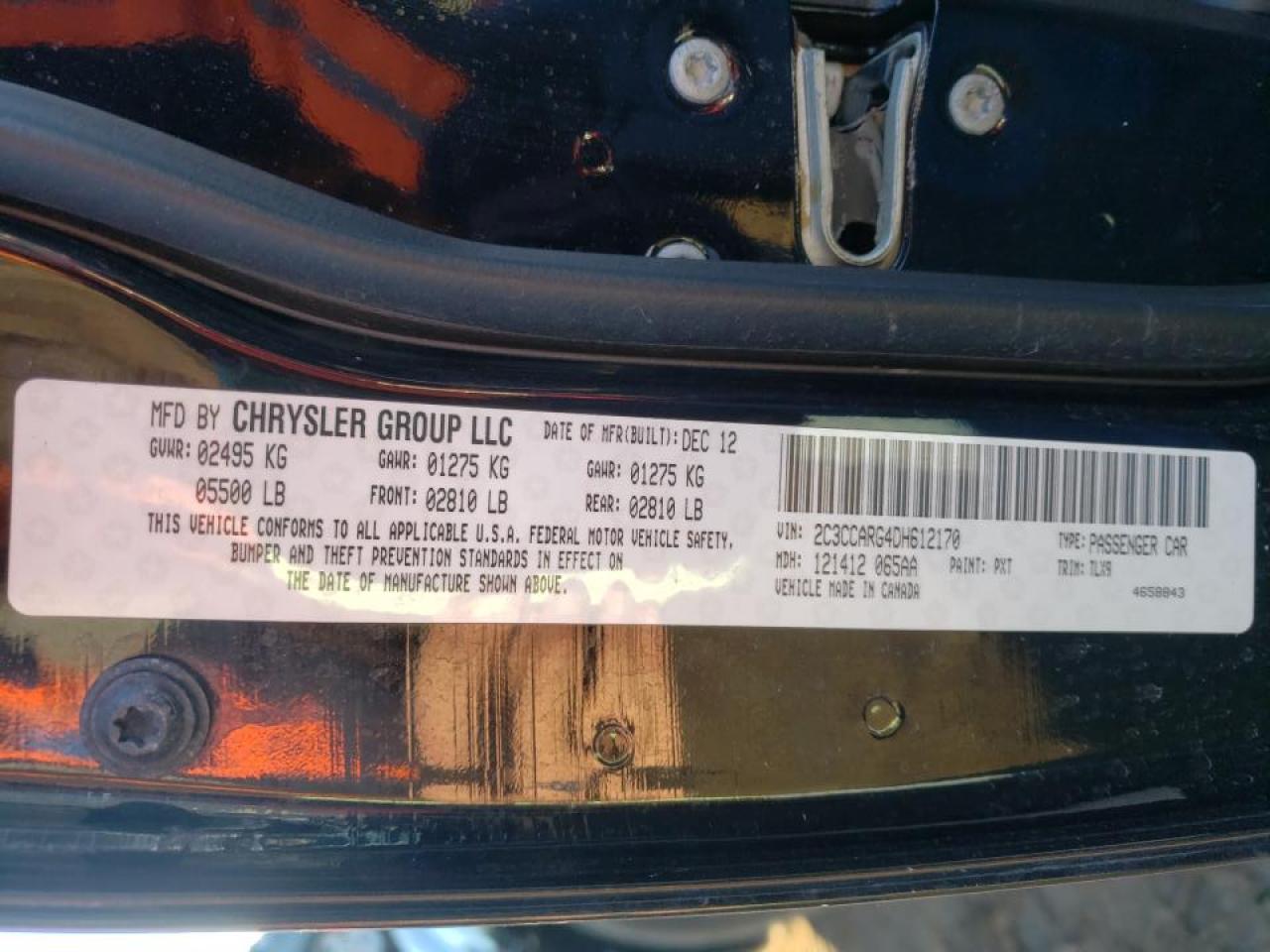Photo 10 from auction – 2013 CHRYSLER 300 with VIN 2C3CCARG4DH612170