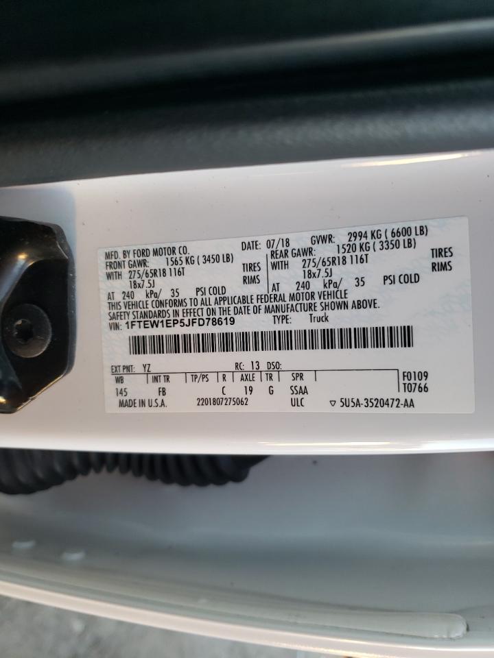 Photo 10 from auction – 2018 FORD F150 SUPER with VIN 1FTEW1EP5JFD78619