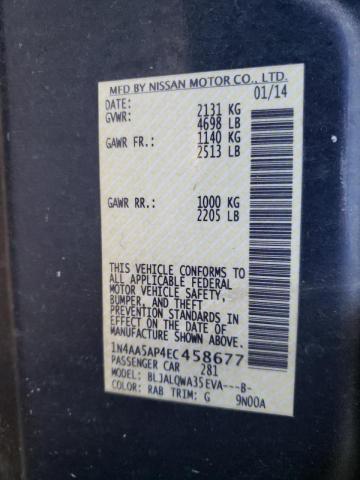 Photo 10 from auction – 2014 NISSAN MAXIMA S with VIN 1N4AA5AP4EC458677