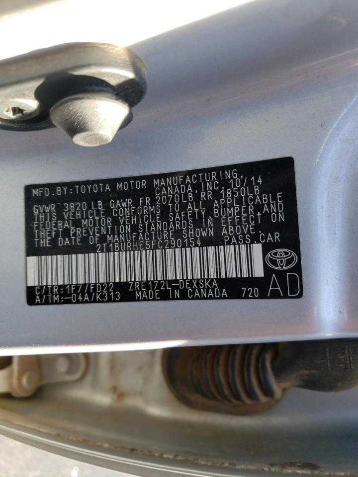 Photo 10 from auction – 2015 TOYOTA COROLLA L with VIN 2T1BURHE5FC290154