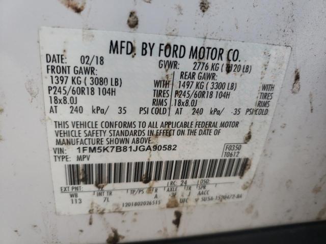 Photo 10 from auction – 2018 FORD EXPLORER with VIN 1FM5K7B81JGA90582
