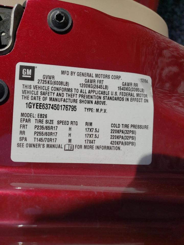 Photo 10 from auction – 2005 CADILLAC SRX with VIN 1GYEE637450176795