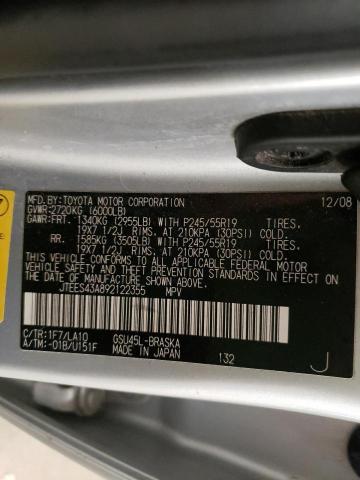 Photo 10 from auction – 2009 TOYOTA HIGHLANDER with VIN JTEES43A892122355