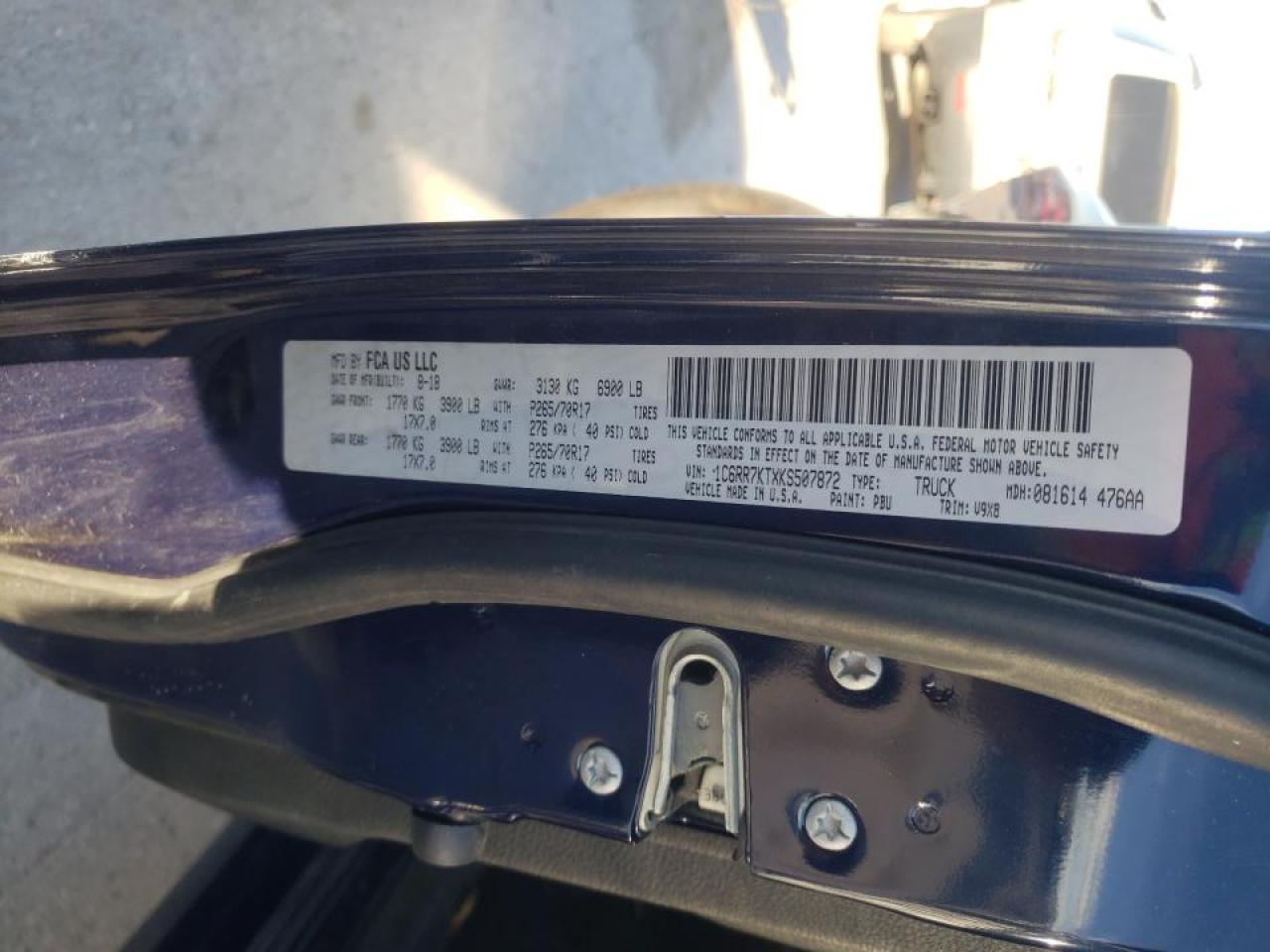 Photo 10 from auction – 2019 RAM 1500 CLASS with VIN 1C6RR7KTXKS507872