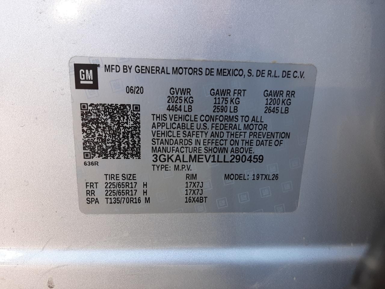 Photo 10 from auction – 2020 GMC TERRAIN SL with VIN 3GKALMEV1LL290459