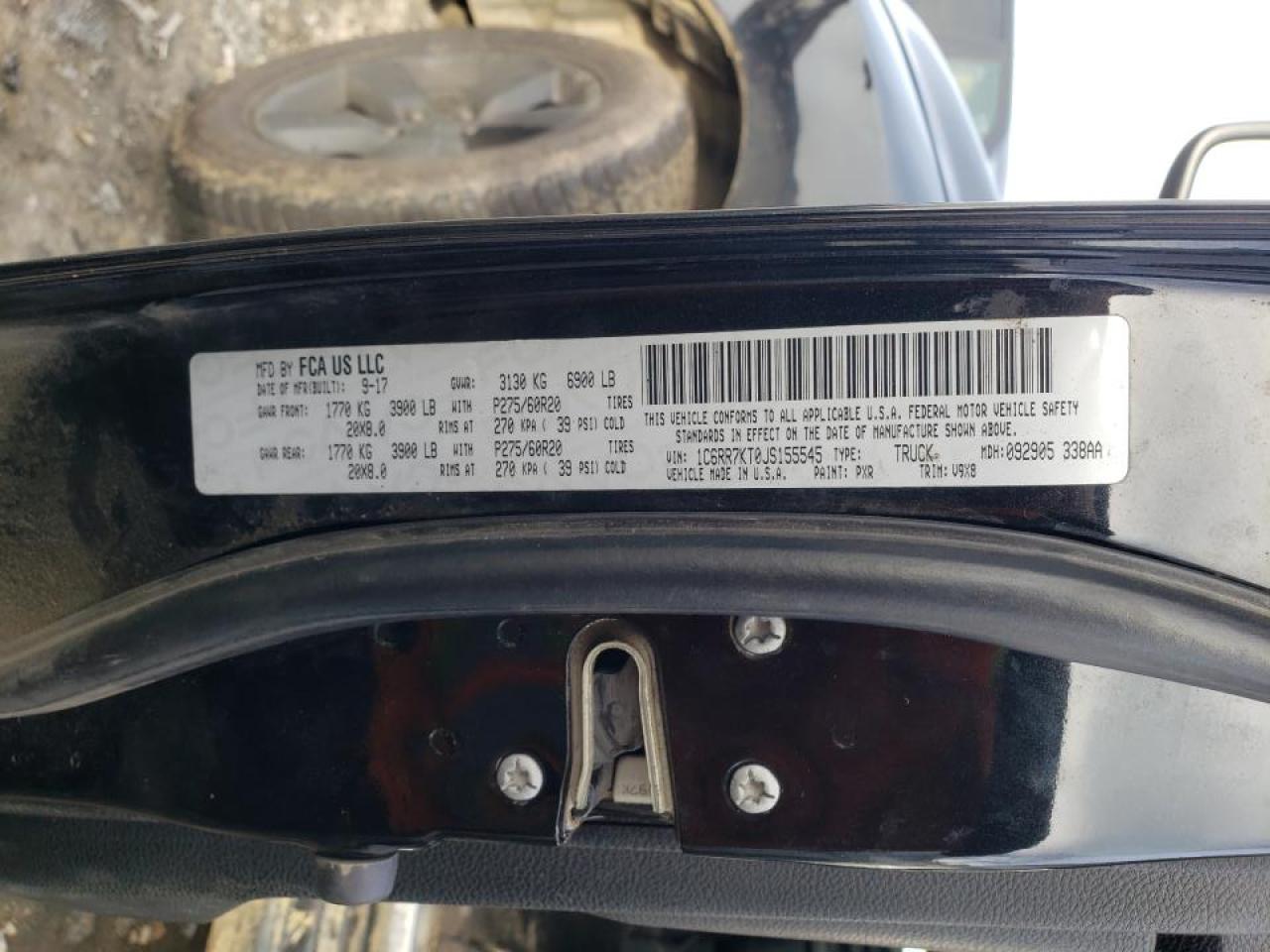 Photo 10 from auction – 2018 RAM 1500 ST with VIN 1C6RR7KT0JS155545