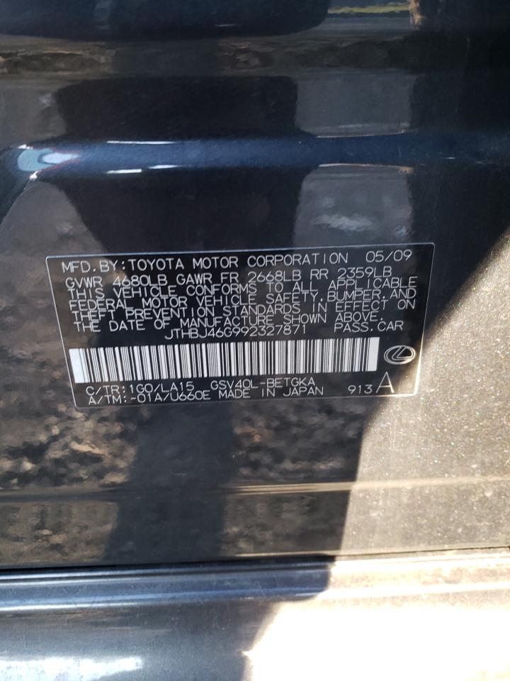 Photo 10 from auction – 2009 LEXUS ES 350 with VIN JTHBJ46G992327871