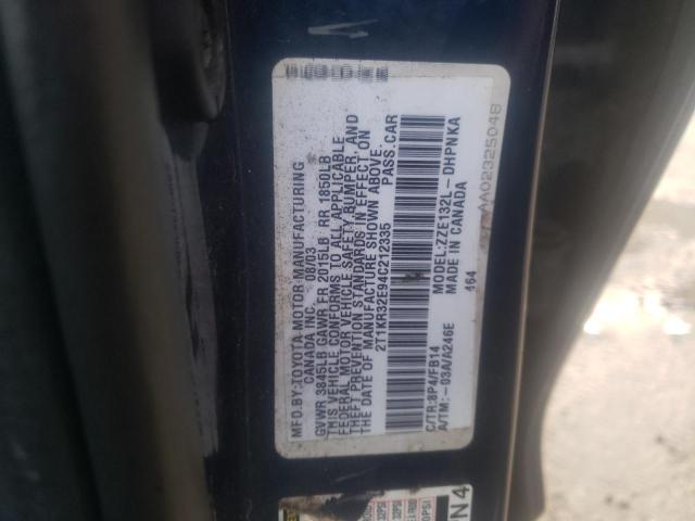 Photo 10 from auction – 2004 TOYOTA COROLLA MA with VIN 2T1KR32E94C212335