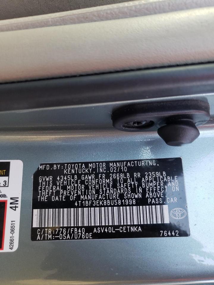 Photo 10 from auction – 2011 TOYOTA CAMRY BASE with VIN 4T1BF3EK8BU581998