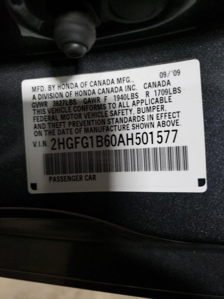 Photo 10 from auction – 2010 HONDA CIVIC LX with VIN 2HGFG1B60AH501577