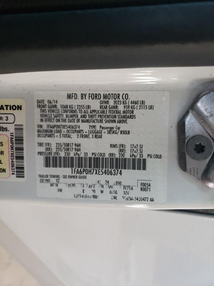 Photo 10 from auction – 2014 FORD FUSION SE with VIN 1FA6P0H7XE5406374