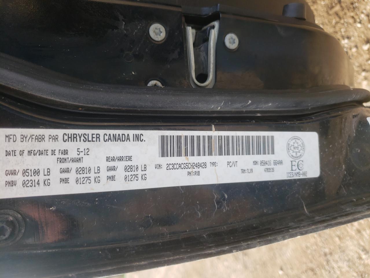 Photo 10 from auction – 2012 CHRYSLER 300 LIMITE with VIN 2C3CCACG5CH248428