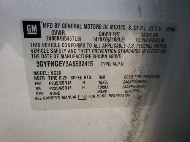 Photo 10 from auction – 2010 CADILLAC SRX with VIN 3GYFNGEY3AS532415