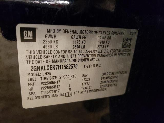 Photo 10 from auction – 2017 CHEVROLET EQUINOX LT with VIN 2GNALCEK7H1582578