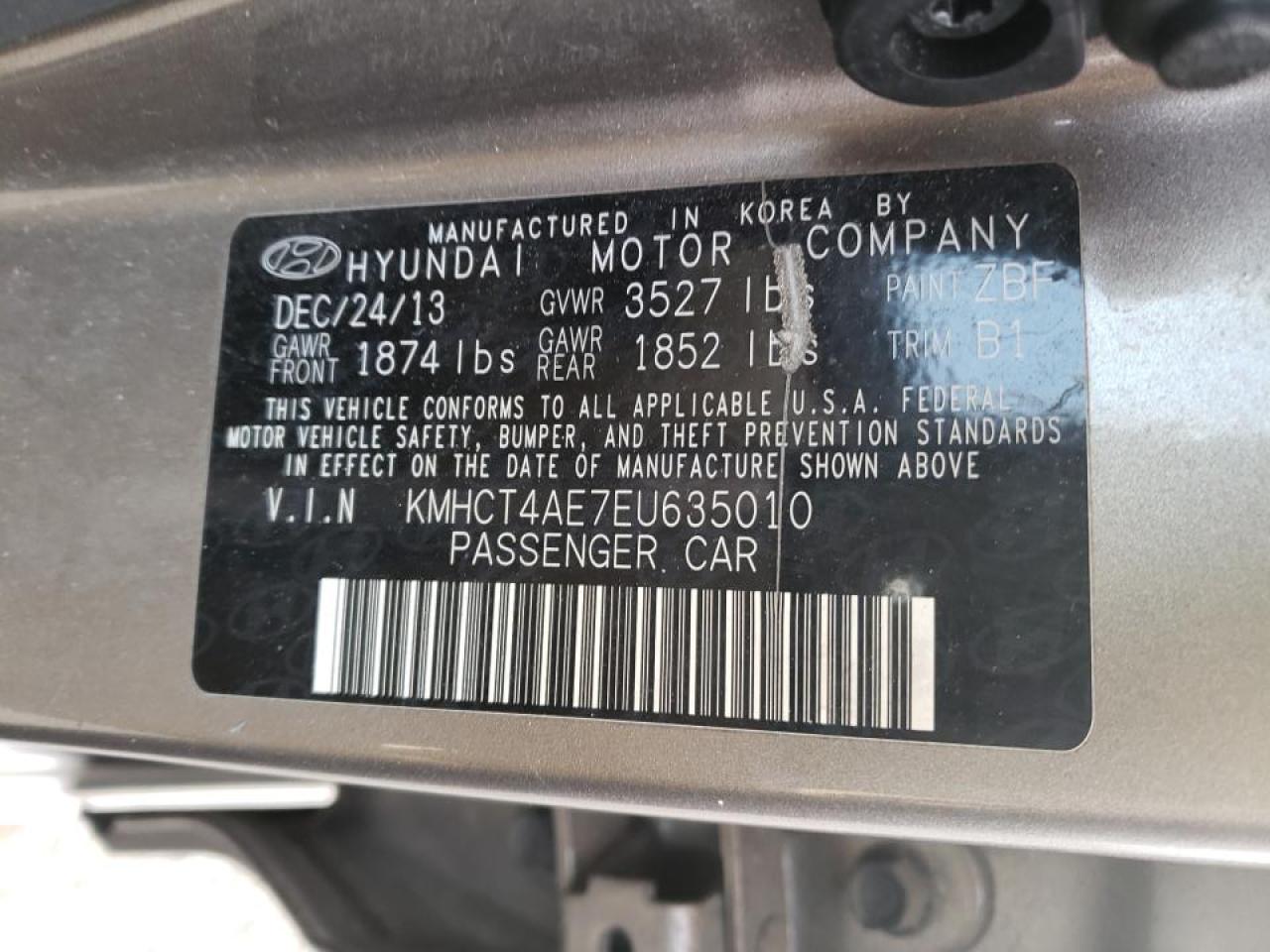 Photo 10 from auction – 2014 HYUNDAI ACCENT GLS with VIN KMHCT4AE7EU635010