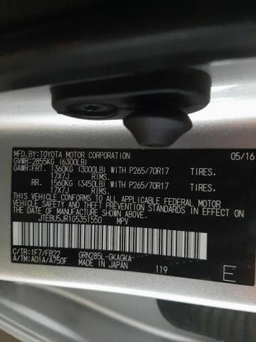 Photo 10 from auction – 2016 TOYOTA 4RUNNER SR with VIN JTEBU5JR1G5351550