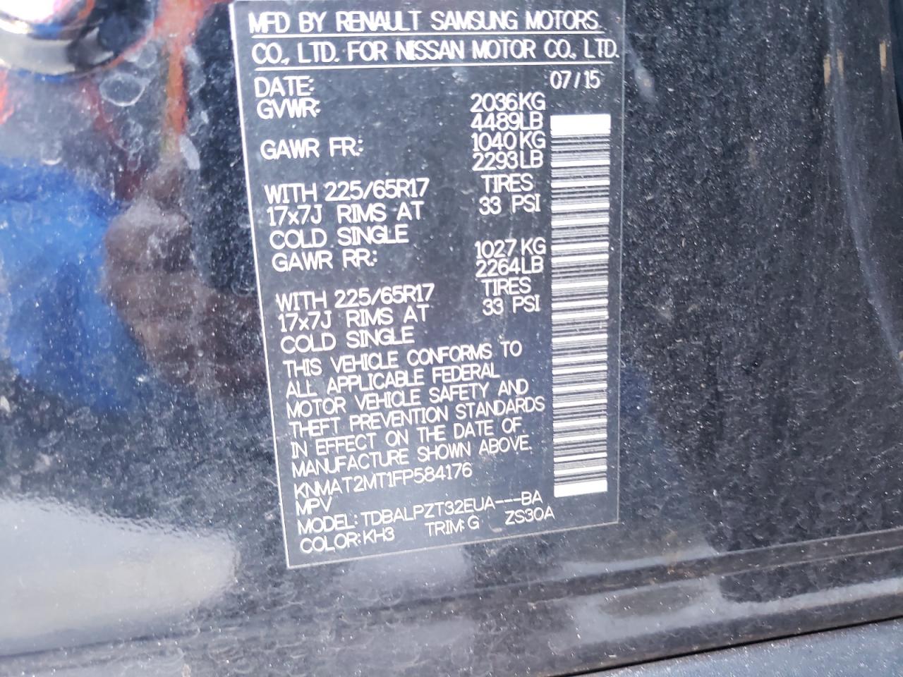 Photo 10 from auction – 2015 NISSAN ROGUE S with VIN KNMAT2MT1FP584176