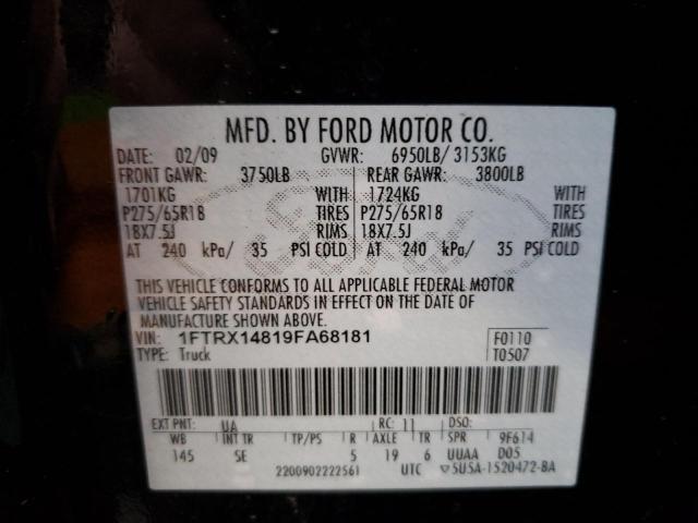 Photo 10 from auction – 2009 FORD F-150 SUPE with VIN 1FTRX14819FA68181