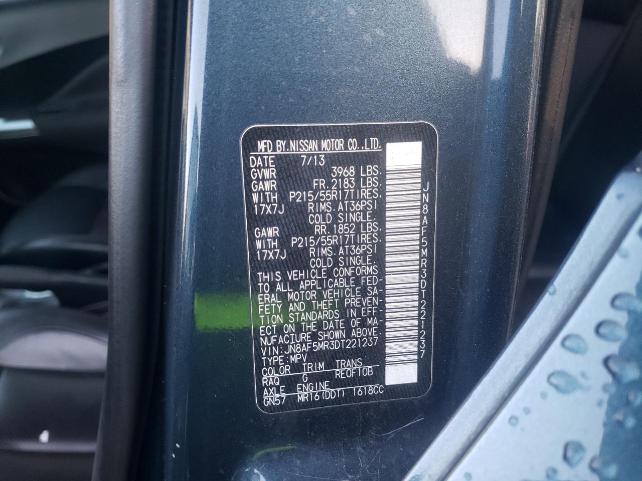 Photo 10 from auction – 2013 NISSAN JUKE S with VIN JN8AF5MR3DT221237