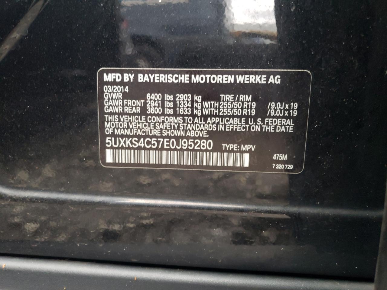 Photo 10 from auction – 2014 BMW X5 XDRIVE3 with VIN 5UXKS4C57E0J95280