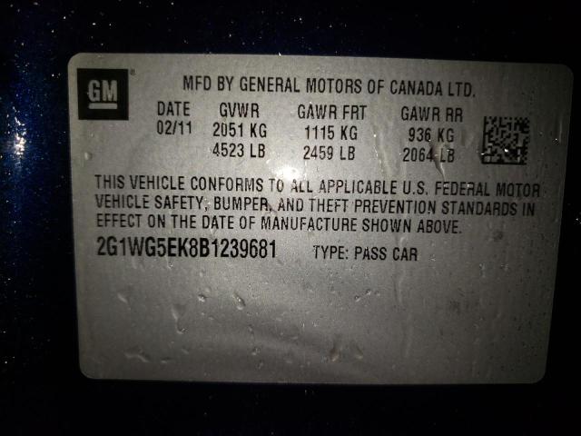 Photo 10 from auction – 2011 CHEVROLET IMPALA LT with VIN 2G1WG5EK8B1239681