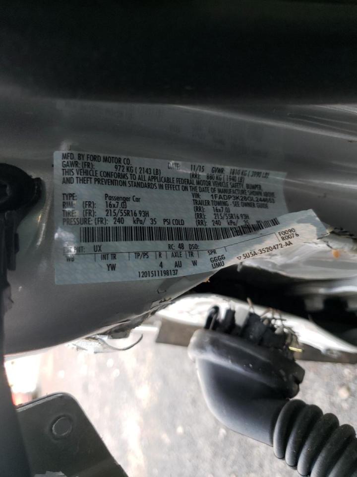 Photo 10 from auction – 2016 FORD FOCUS SE with VIN 1FADP3K28GL244653