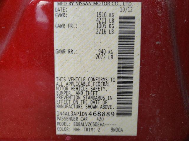 Photo 10 from auction – 2013 NISSAN ALTIMA 2.5 with VIN 1N4AL3AP1DN468889