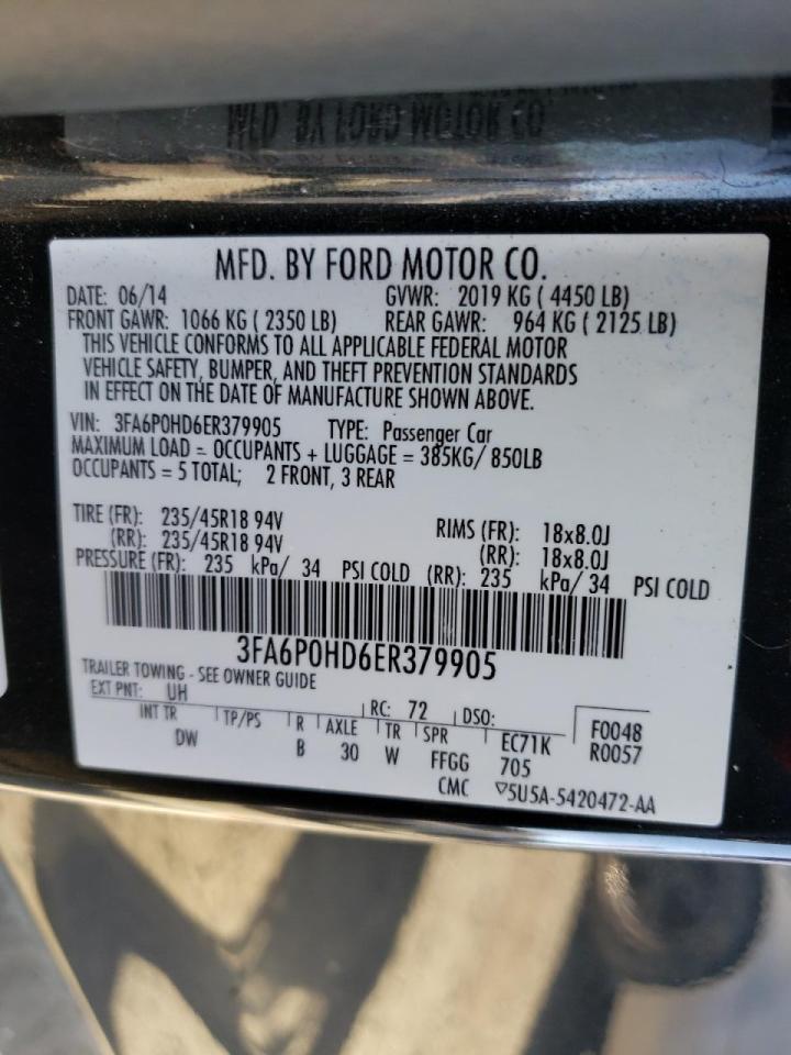Photo 10 from auction – 2014 FORD FUSION SE with VIN 3FA6P0HD6ER379905