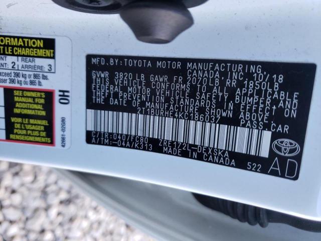 Photo 10 from auction – 2019 TOYOTA COROLLA L with VIN 2T1BURHE4KC186037