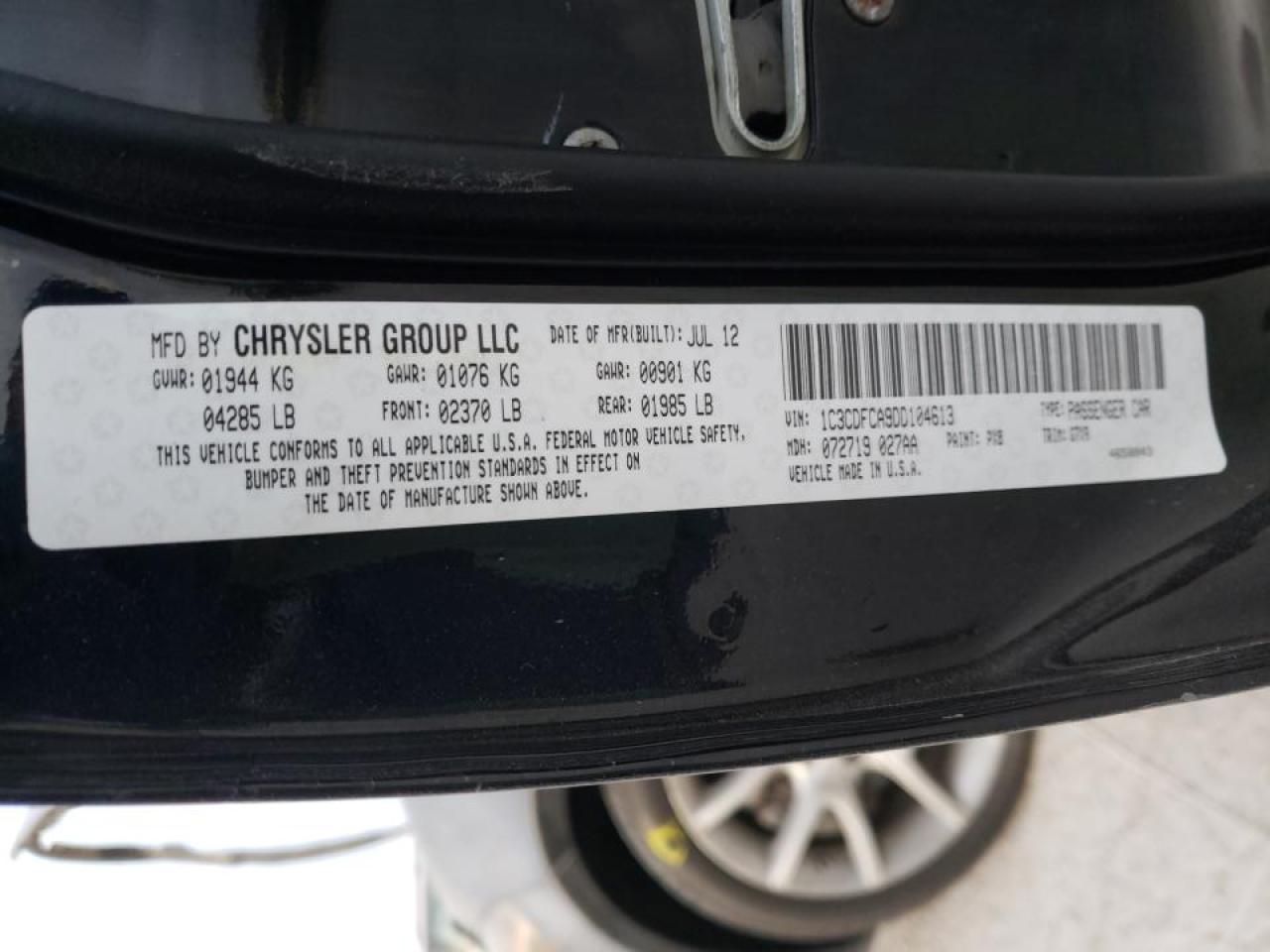Photo 10 from auction – 2013 DODGE DART LIMIT with VIN 1C3CDFCA9DD104613