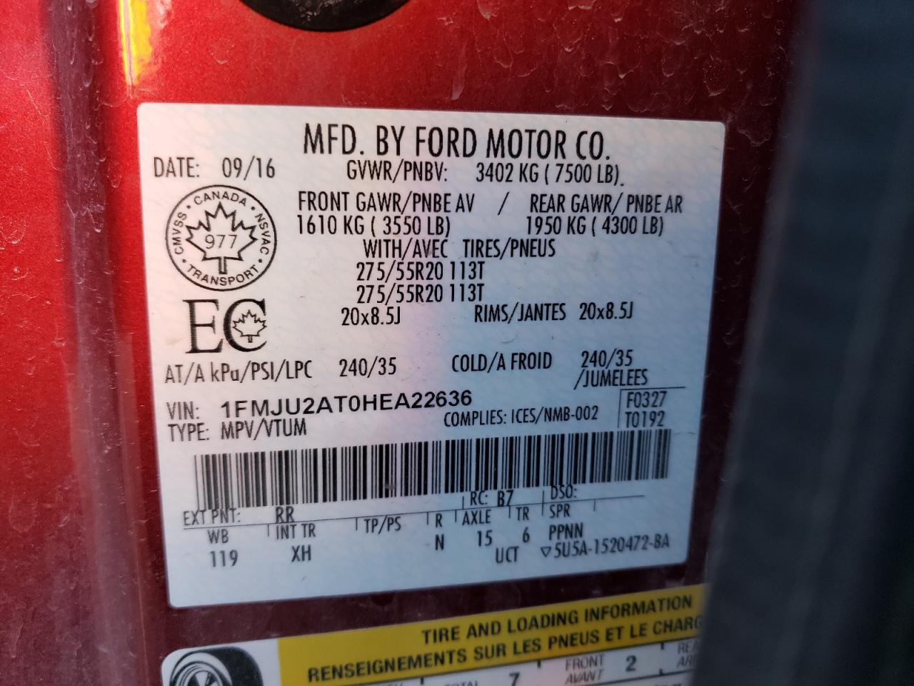 Photo 10 from auction – 2017 FORD EXPEDITION with VIN 1FMJU2AT0HEA22636