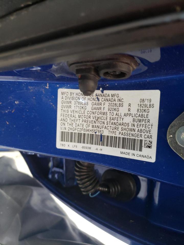 Photo 10 from auction – 2019 HONDA CIVIC LX with VIN 2HGFC2F69KH587663